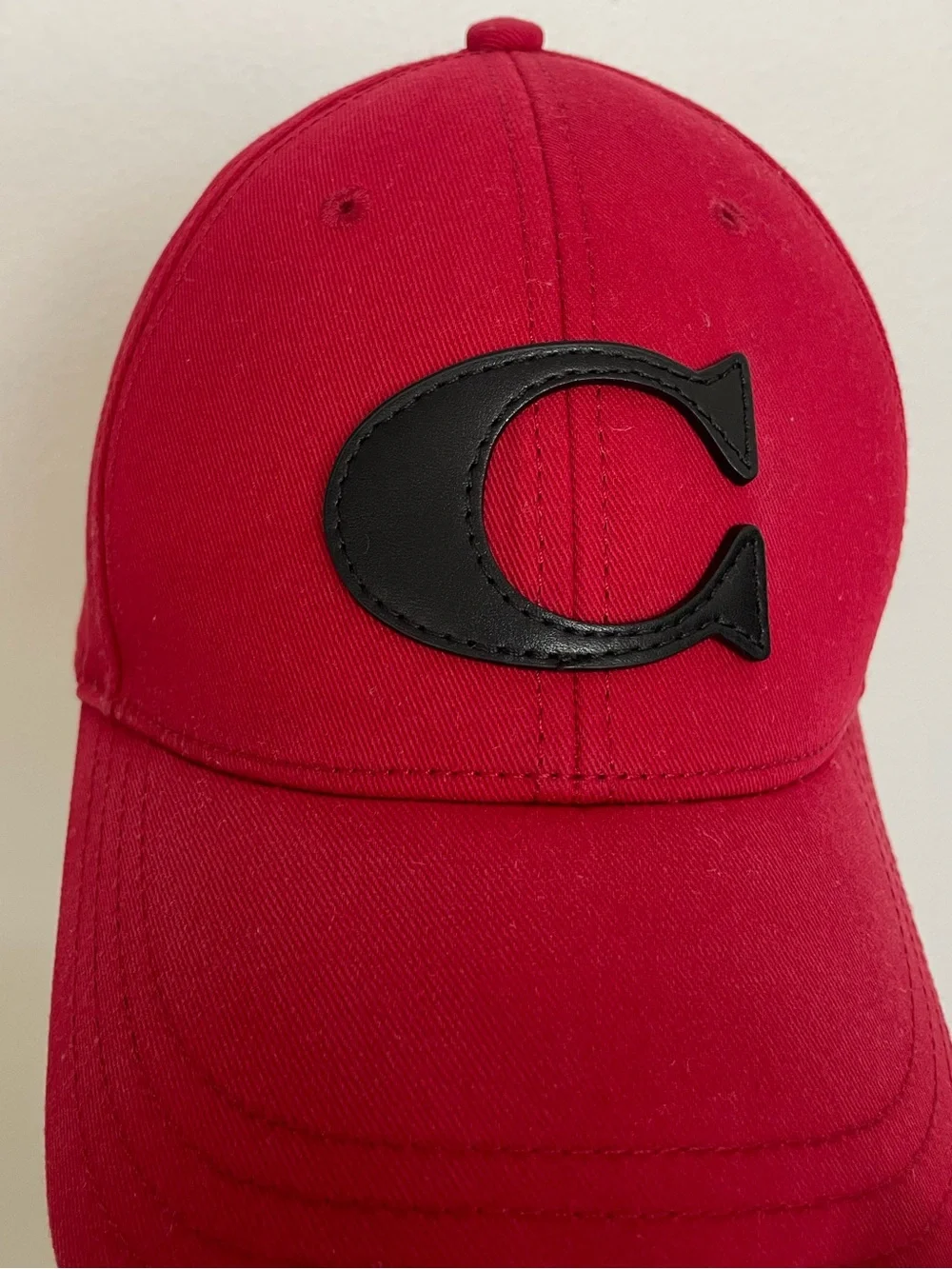 Coach Red Baseball Cap with Black 'C' Patch